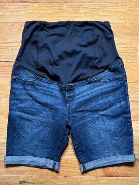 Isabel Maternity Bermuda Denim Shorts, Over Belly Style, Size 10, 8” Inseam